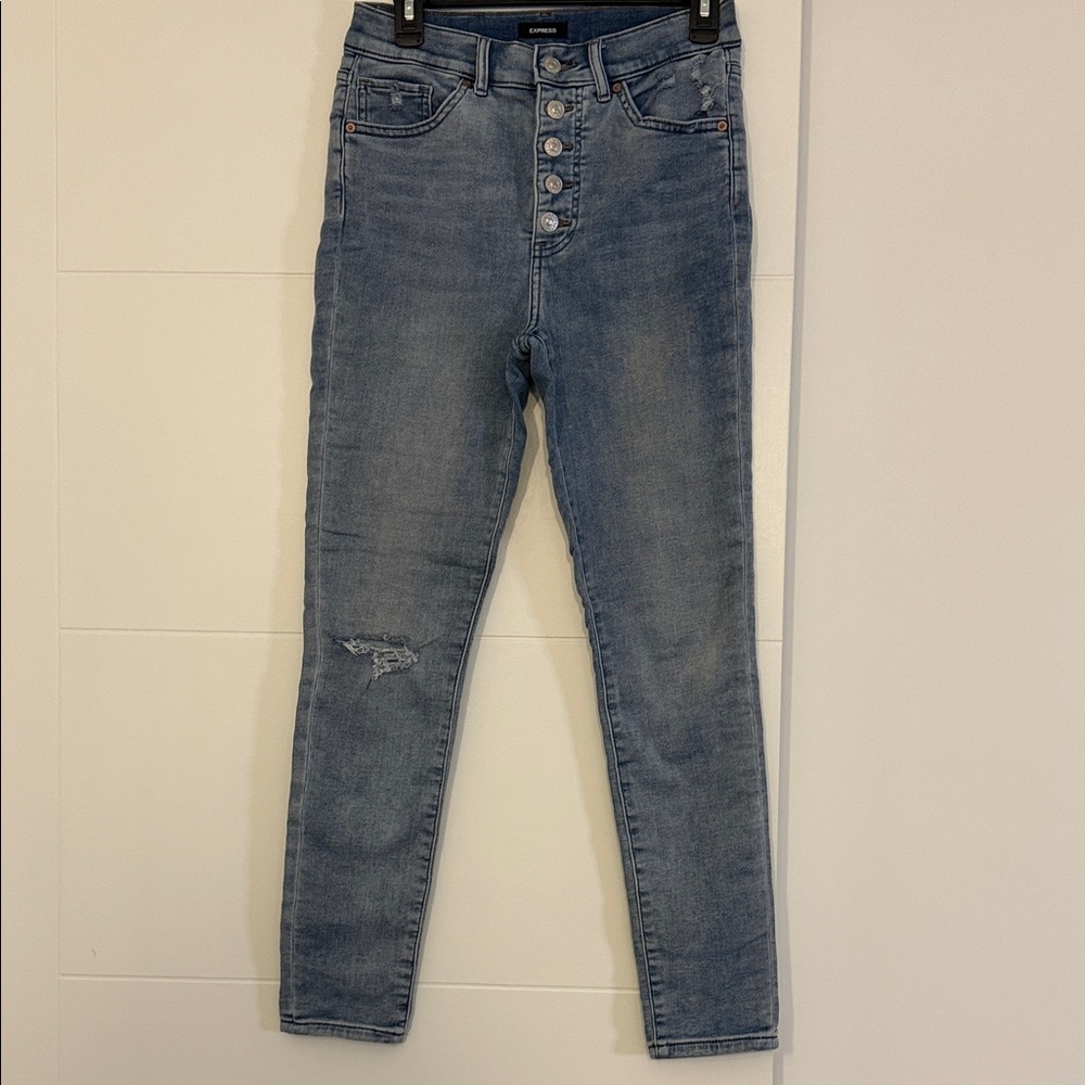 Express High Rise Light Blue Jeans